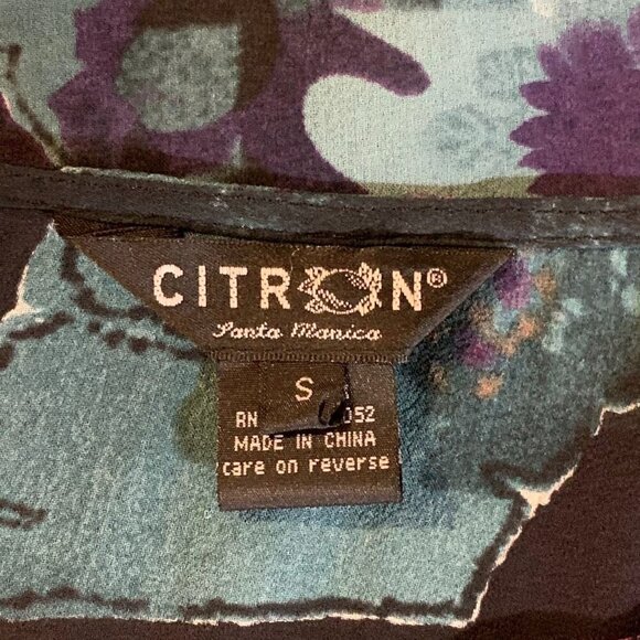Citron Santa Monica Women's 100% Silk Floral Asymmetrical Kaftan Size M - Picture 6 of 11